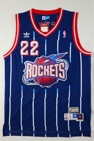 Maillot De Basket Houston Rockets Clyde Drexler 22 Engrener Retro Bleu